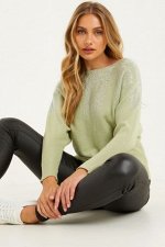Вязаный свитер Quiz со стразами(19)
