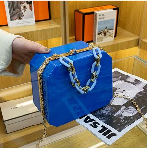 Акриловая сумка-клатч с цепью, цвет синий