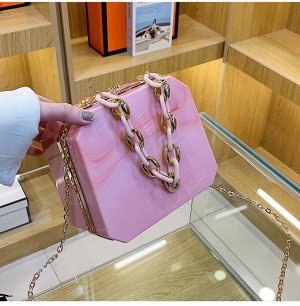 Акриловая сумка-клатч с цепью, цвет розовый