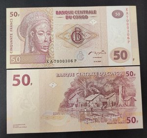 Конго 50 франков 2007 UNC