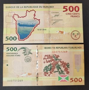 Бурунди 500 франков 2015 UNC