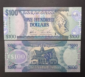 Гайана 100 долларов 2006 UNC
