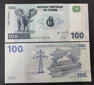 Конго 100 франков 2000 UNC