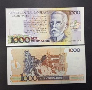 Бразилия 1000 крузейро 1988 UNC