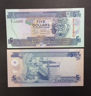 Соломоновы острова 5 долларов 2009 UNC