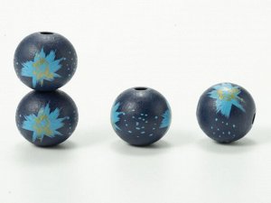 Бусина деревянная круглая с рисунком, 20 мм