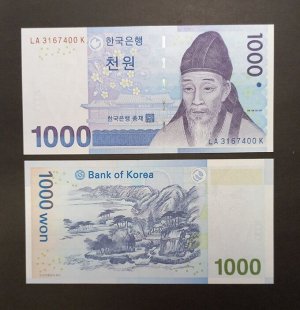 Южная Корея 1000 вон 2007 UNC