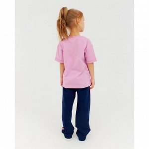 Комплект (футболка, брюки), цвет сиреневый/синий, рост 110 см