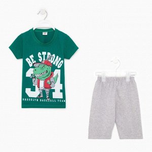 BEBUS Комплект (футболка/шорты) для мальчика, цвет зеленый, рост 98