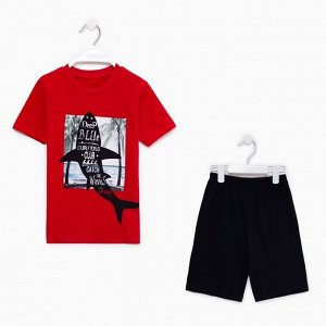 Комплект (футболка/шорты) для мальчика, цвет красный, рост 110