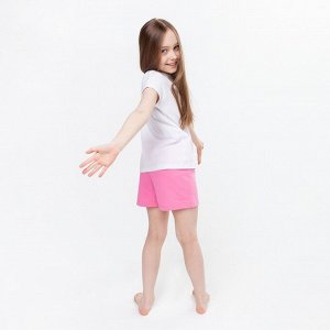 Пижама для девочки, цвет белый/розовый, рост 110
