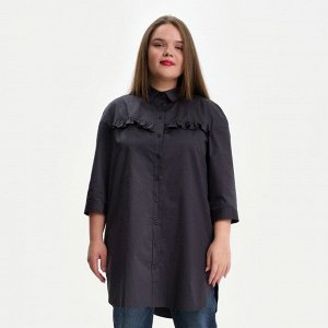 Туника женская с воланом MIST plus-size, цвет тёмно-серый