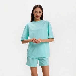 Пижама женская (футболка и шорты) KAFTAN Basic р. 40-42, бирюзовый