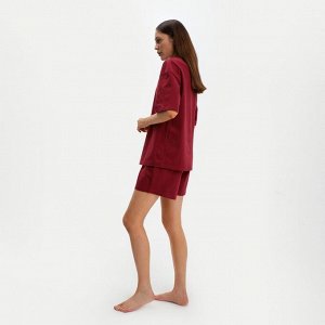 Пижама женская (футболка и шорты) KAFTAN Basic р. 40-42, бордовый