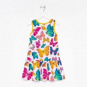 Платье для девочки, цвет розовый/бабочки, рост 98 см