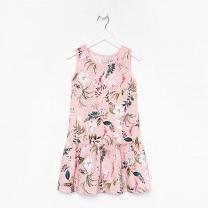 Платье для девочки, цвет розовый/цветы, рост 98 см