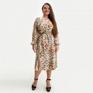 Платье женское с разрезом MIST plus-size, цвет бежевый