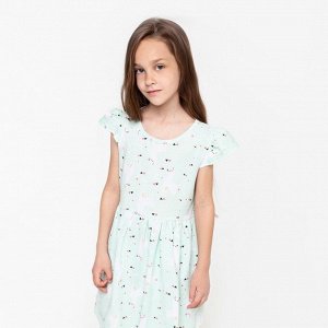 Платье для девочки, цвет цвет мятный, принт лама, рост 98-104 см