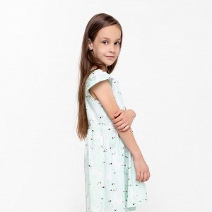 Платье для девочки, цвет цвет мятный, принт лама, рост 98-104 см