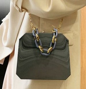 Акриловая сумка-клатч с цепью, цвет темно-серый