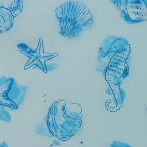 Штора для ванной «Посейдон», 180×180 см, полиэтилен, цвет голубой