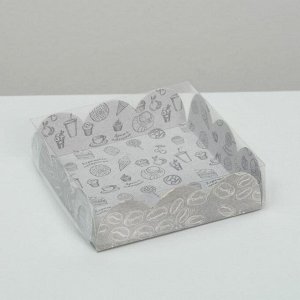 Коробка для кондитерских изделий с PVC-крышкой «Вкусности», 10,5 ? 10,5 ? 3 см