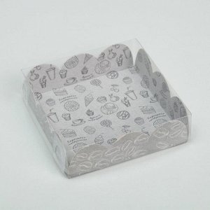 Коробка для кондитерских изделий с PVC-крышкой «Вкусности», 10,5 ? 10,5 ? 3 см