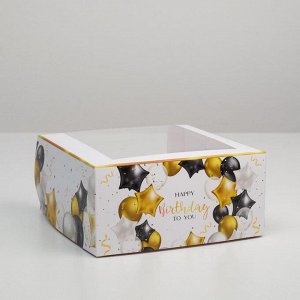 Коробка для торта с окном «Happy Birthday» 23 х 23 х 11 см