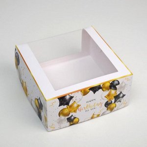 Коробка для торта с окном «Happy Birthday» 23 х 23 х 11 см