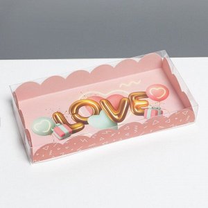 Коробка для кондитерских изделий с PVC крышкой «Воздушная любовь», 10,5 ? 21 ? 3 см