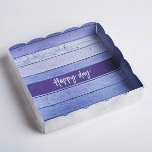 Коробка для кондитерских изделий с PVC-крышкой Happy day, 15 ? 15 ? 3 см