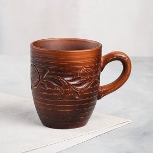 Кружка "Чайная", декор, красная глина, 0.3 л