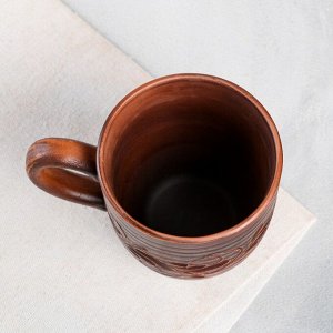 Кружка "Чайная", декор, красная глина, 0.3 л