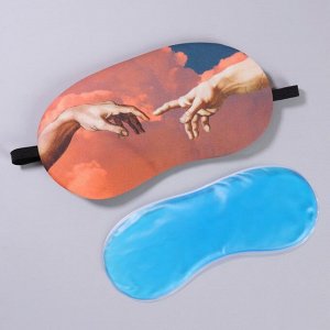 Маска для сна с гелевым вкладышем «Сотворение Адама», 19 x 10 см, резинка одинарная, цвет оранжевый