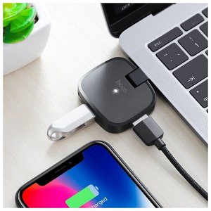 Хаб USB HUB HOCO HB11 концентратор для зарядки гаджетов, USB Разветвитель 3 гнезда USB вход и Type-C выход