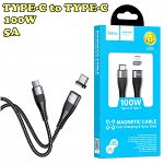 Зарядный Кабель 100W USB-C HOCO U99 Vortex, Type-C - Type-C, 5A, 1 м, черный, с магнитным выходом