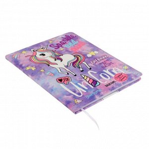 Дневник универсальный для 1-11 класса Unicorn, твёрдая обложка, искусственная кожа, с поролоном, ляссе, 80 г/м2