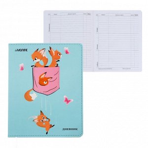 Дневник универсальный для 1-11 класса Funny Foxes, твёрдая обложка, искусственная кожа, ляссе, 80 г/м2