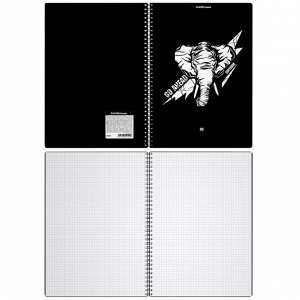 Тетрадь А4, 80 листов в клетку на гребне ErichKrause Go Аhead "Black and White", пластиковая обложка, тиснение "песок"