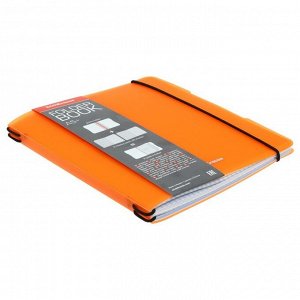 Тетрадь А5+, 2х48 листов в клетку ErichKrause "FolderBook Neon", в съёмной пластиковой обложке, на резинке, блок офсет, белизна 100%, оранжевая