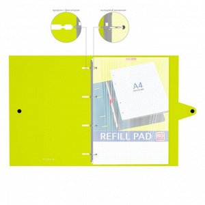 Тетрадь на кольцах А4, 80 листов в клетку ErichKrause "Neon", пластиковая обложка на кнопке, блок офсет, белизна 100%, МИКС