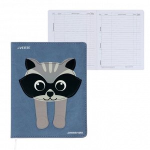 Дневник универсальный для 1-11 класса Raccoon, твёрдая обложка, искусственная кожа, ляссе, 80 г/м2
