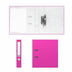 Папка-регистратор А4, 50 мм, ErichKrause Neon, собранная, розовая, пластиковый карман, вместимость 350 листов