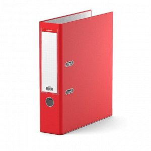 Папка-регистратор А4, 70мм "Бизнес", собранная, красная, пластиковый карман, металлический кант, картон 2мм, вместимость 450 листов
