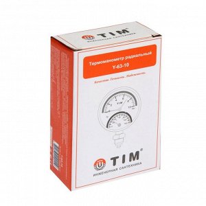 Термоманометр TIM Y-63-10, радиальный, Дк 63 мм, 10 бар, 120°С