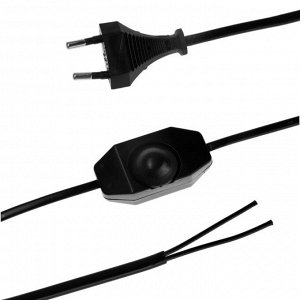 Шнур сетевой с диммером для бра, 100 Вт, 2х0,5 мм2, 1,5 м, черный