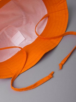 Панама детская однотонная на завязках, ярко-оранжевый