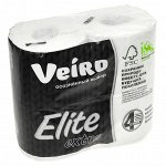 Туалетная бумага 4-х слойная &quot;Veiro Elite Extra&quot; 4 рулона по 15м, 125 листов, лист 12,5х9,5см, 100% целлюлоза, рисунок с перфорацией и тиснением, белый (Россия)