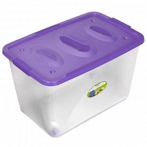 Контейнер-ящик для хрнения пластмассовый "Астело" 54л, 60х40х36см, на колесиках, с крышкой, фиолетовый (Россия)