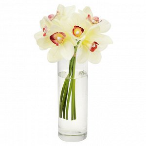 Цветок "Орхидея" цвет - ванильный, 28см, набор 6 штук (Китай)